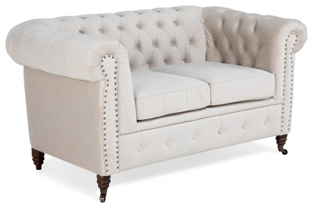 Canapele - Canapea Chesterfield, 2 locuri, Bej, 150x80x86 cm