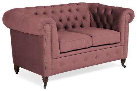 Canapele - Canapea Chesterfield, 2 locuri, Roz inchis, 150x80x86 cm