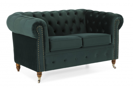 Canapele - Canapea Chesterfield, 2 locuri, Verde, 150x80x86 cm