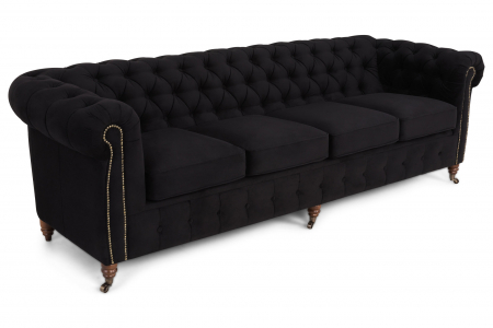 Canapele - Canapea Chesterfield, 4 locuri, Negru, 238x80x86 cm