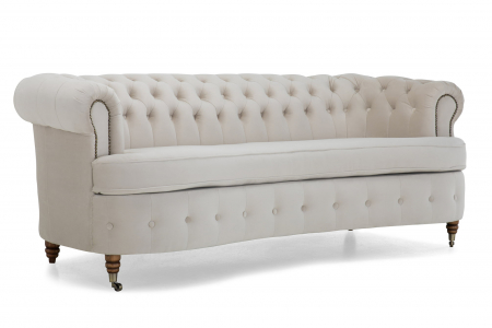 Canapele - Canapea Chesterfield, Curbata, Bej, 230x80x86 cm