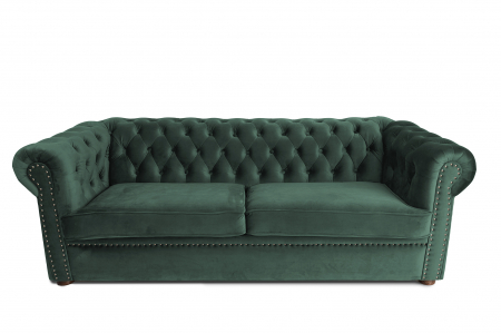 Canapele si coltare extensibile - Canapea extensibila Chesterfield, 3 locuri, Verde, 203x80x86 cm
