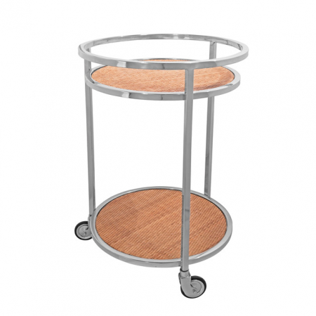 Mese de servire cu roti - CATANIA/bar cărucior,  rotund,   oţel inoxidabil/h.80,  d.55 cm