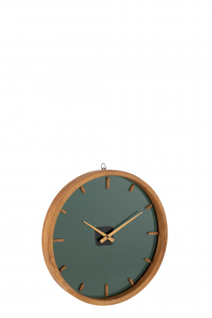 Ceasuri - Ceas de perete Round, Lemn/Sticla, Maro/Verde, 40x40x5 cm