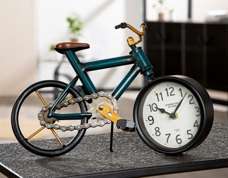 Ceasuri - Ceas de podea/masă, Bicycle, Metal, albastru închis, PU 1, L. 13 cm, L. 34 cm, H 24 cm