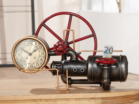 Ceasuri - Ceas/pusculita Kofus, sticla/mdf/metal/sintetic, multicolor, 40x26x19 cm