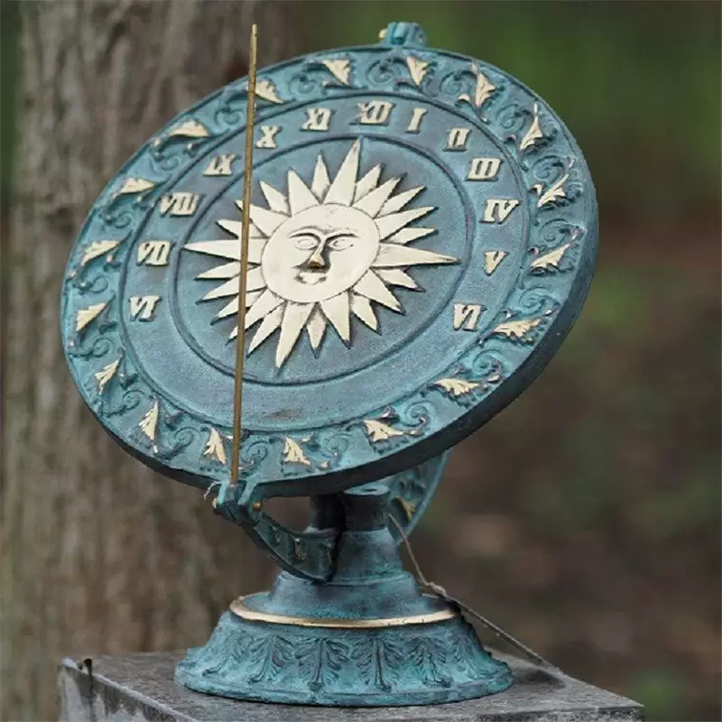 Decoratiuni terasa si gradina - Cadran solar cu farfurie florale, Bronz, 30 x 25 x 25 cm