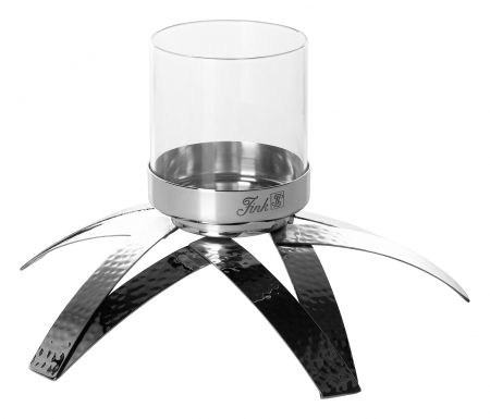 Suporturi lumanari - CLAIRE, Suport lumânare cu sticlă, 1 flm, nichel, h.14,5, d.25 cm