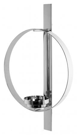 Suporturi lumanari - CLARION, Suport lumânare de perete pentru lumânare stâlp, nichel, h.65 cm, l.40 cm