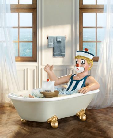 Clovni - Figurina clovn, rasina, multicolor, 15x10x8 cm