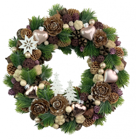 Plante artificiale si uscate - Coronita Craciun Heart, lucrata manual, 32 cm