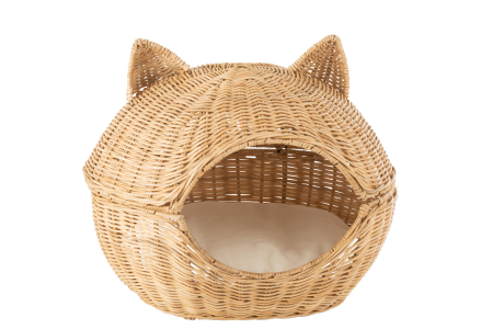 PETS - Cos pentru pisici cu perna, Fibre naturale, Natural, 57x49x54