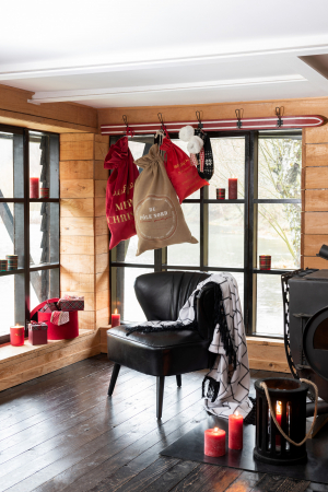 Cuiere - Cuier Ski 5 Hooks, Lemn, Rosu/Alb, 170x15x8.5 cm