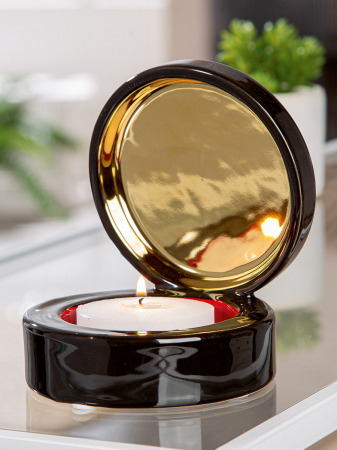 Cutii pentru bijuterii - Cutie de bijuterii, Suport lumanare, Milan, Ceramica, negru, auriu, roșu, PU 4, H. 13,5 cm, D. 11 cm