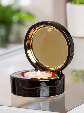 Cutii pentru bijuterii - Cutie de bijuterii, Suport lumanare, Milan, Ceramica, negru, auriu, roșu, PU 6, H. 10 cm, D. 8 cm