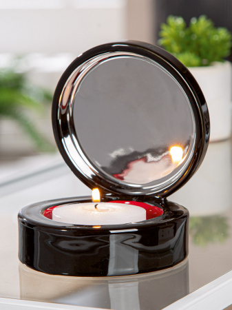 Cutii pentru bijuterii - Cutie de bijuterii, Suport lumanare, Milan, Ceramica, negru, rosu, argintiu, PU 4, H. 13,5 cm, D. 11 cm