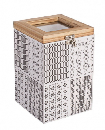 Organizatoare - Cutie depozitare, lemn, negru cu alb, 12, 8x12x18cm