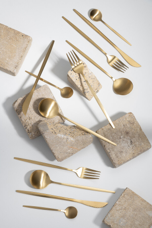 Tacamuri - Cutie Tacamuri A 24 Bucăti, Otel Inoxidabil, Auriu Mat