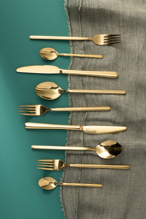 Tacamuri - Cutie Tacamuri B 24 Bucăti, Otel Inoxidabil, Auriu Lucios