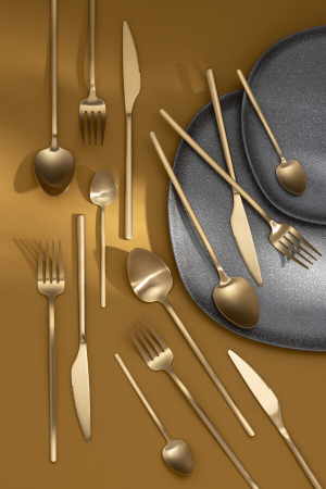 Tacamuri - Cutie Tacamuri C 24 Bucăti, Otel Inoxidabil, Auriu Mat