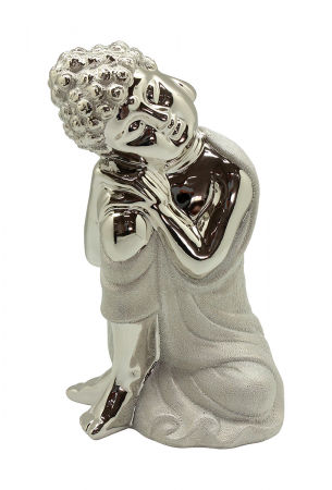 Accesorii - Decoratiune Buddha Grace, ceramica, argintiu, 13x11x19 cm
