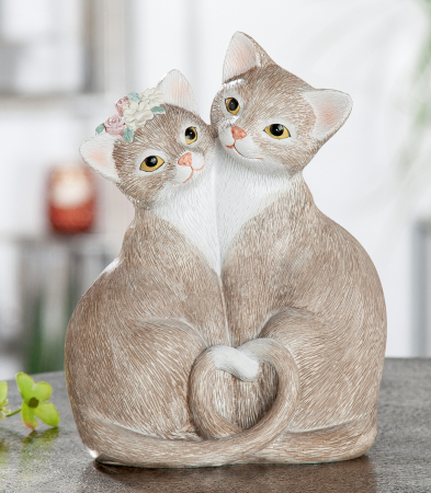 Animale - Decoratiune Cat Nala, Rasina, Maro/Alb, 15x19x8 cm