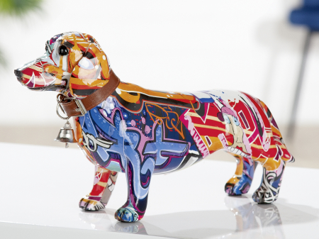 Street art - Decoratiune catel Pop art, rasina, multicolor, 26x8x16,5 cm