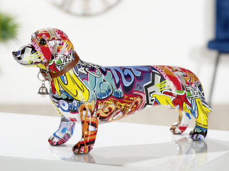 Street art - Decoratiune catel Pop art, rasina, multicolor, 36x11,5x20 cm