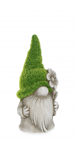Decoratiuni terasa si gradina - Decoratiune pentru gradina Gnome, Gri/Verde, Compozit, 18 cm