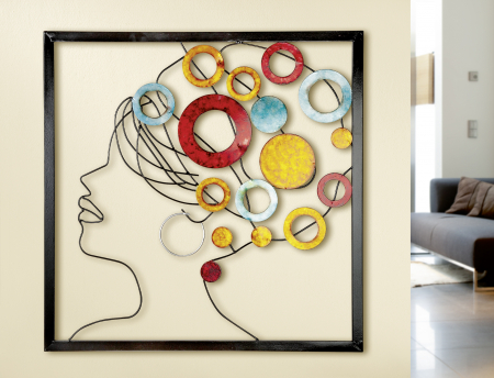 Decoratiuni de perete - Decoratiune de perete AFRICAN, metal, 60X60X1.5 cm