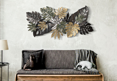 Decoratiuni de perete - Decoratiune de perete Antique leaf, fier, multicolor, 133X10X67 cm