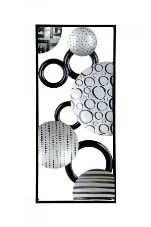 Decoratiuni de perete - Decoratiune de perete Bubbles, Metal, Negru/Alb, 40x90x2.5 cm