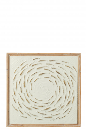 IN STOC - Decoratiune de perete, Circle School Fish Zoli, Fier/Lemn de Brad, L 61| W 3.5| H 61 cm