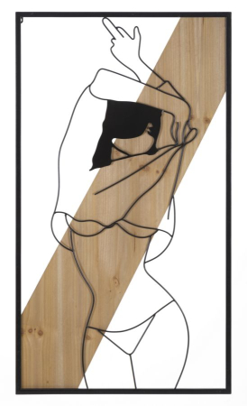 Decoratiuni de perete - Decoratiune de perete din fier forjat si lemn, 50x2x90 cm