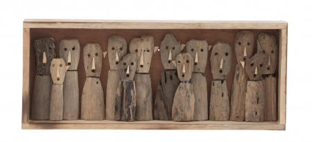 Decoratiuni de perete - Decoratiune de perete Family Masks, Lemn, Natural, 54.5x23x6 cm