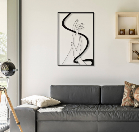 Decoratiuni de perete - Decoratiune de perete Hands, Fier, Negru, 90x60x1 cm