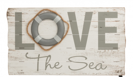 Decoratiuni de perete - Decoratiune de perete Love the Sea, Lemn, Multicolor, 71x4.5x4.5 cm