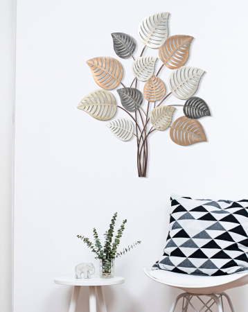 Decoratiuni de perete - Decoratiune de perete Otip -B-, Lemn/Canvas, Multicolor, 106x5.5x86 cm