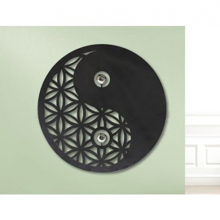 Decoratiuni de perete - Decoratiune de perete Yin Yang, metal, gri, 60x60x3 cm