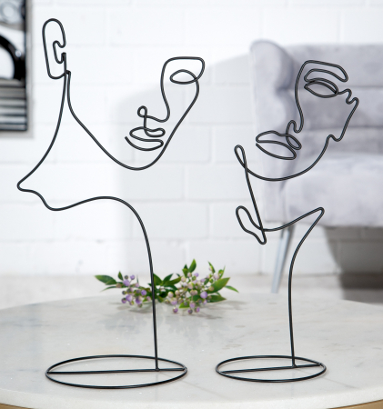 Familie - Decoratiune Face Dent, Metal, Negru, 16x35x8 cm