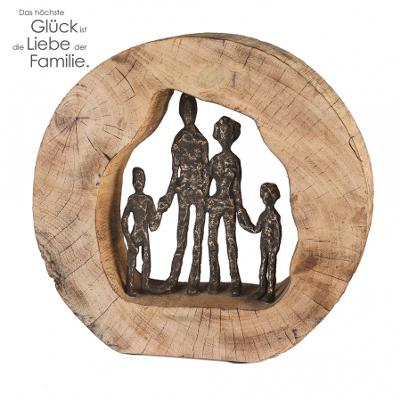 Familie - Decoratiune Family, aluminiu/lemn, maro/bronz, 30x28x7 cm