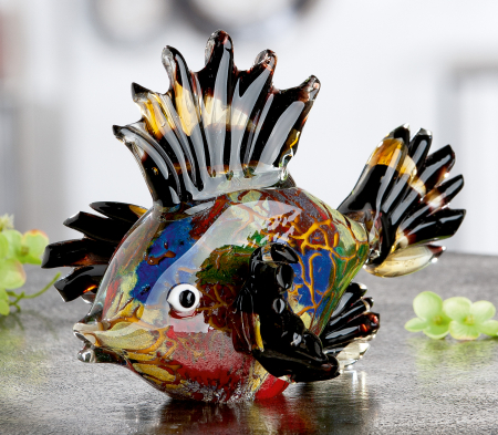 Arta sticlei - Decoratiune Fish Mondo, Sticla, Multicolor, 24x17x18 cm