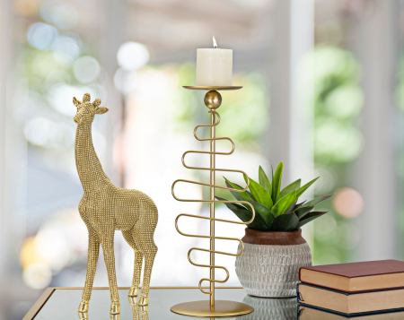 Accesorii - Decoratiune Giraffe, Rasina, Auriu, 40x19.8x8 cm
