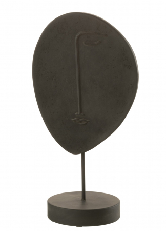 Modern - Decoratiune Head Flat On Stand, Rasina, Negru, 17.5x12x34.5 cm
