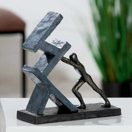 Modern - Decoratiune Holding, Rasina, Albastru/Negru, 22x23.5x7.5 cm