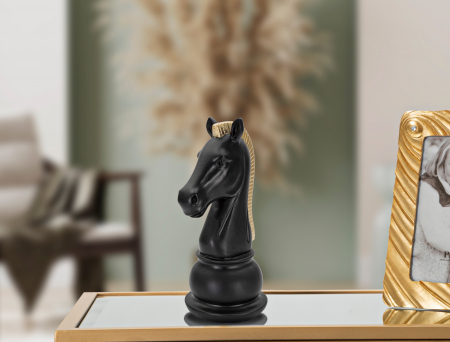 Accesorii - Decoratiune Horse, Rasina, Negru/Auriu, 19x10.5x8.5 cm