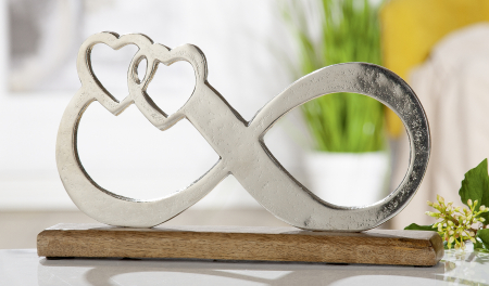 Accesorii - Decoratiune Infinity on Base, aluminiu/lemn, argintiu/maro, 32.5x19x5 cm