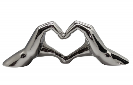 Accesorii - Decoratiune maini Heart, ceramica, argintiu, 45x10x15 cm