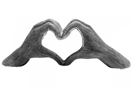Accesorii - Decoratiune mana Heart, ceramica, gri/argintiu, 31x7x11 cm