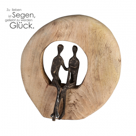 Dragobete - Decoratiune Pair, aluminiu/lemn, maro/bronz, 23.5x24x7 cm